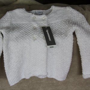 3 POMMES INFANT GIRL WHITE LONG SLEEVE KNIT WITH CUFFS SIZE 9-12 MOS